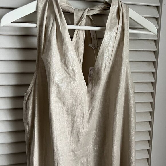 NEW- MANGO Linen Maxi Dress V-Neck, S - Picture 8 of 11